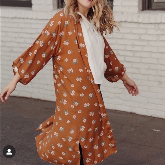 Carly Jean Los Angeles Tops - CJLA Rust Floral Kimono